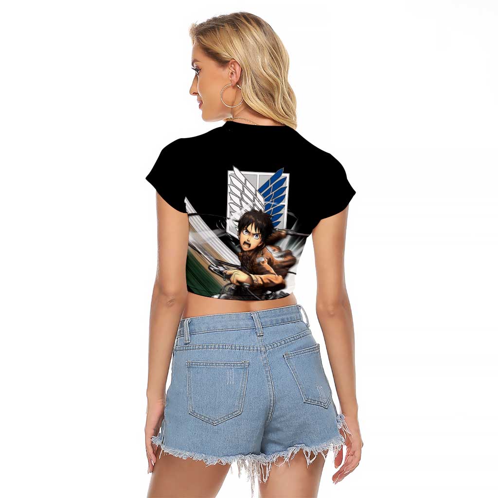 Eren Yeager - Attack On Titan Raglan Cropped T Shirt Anime Style