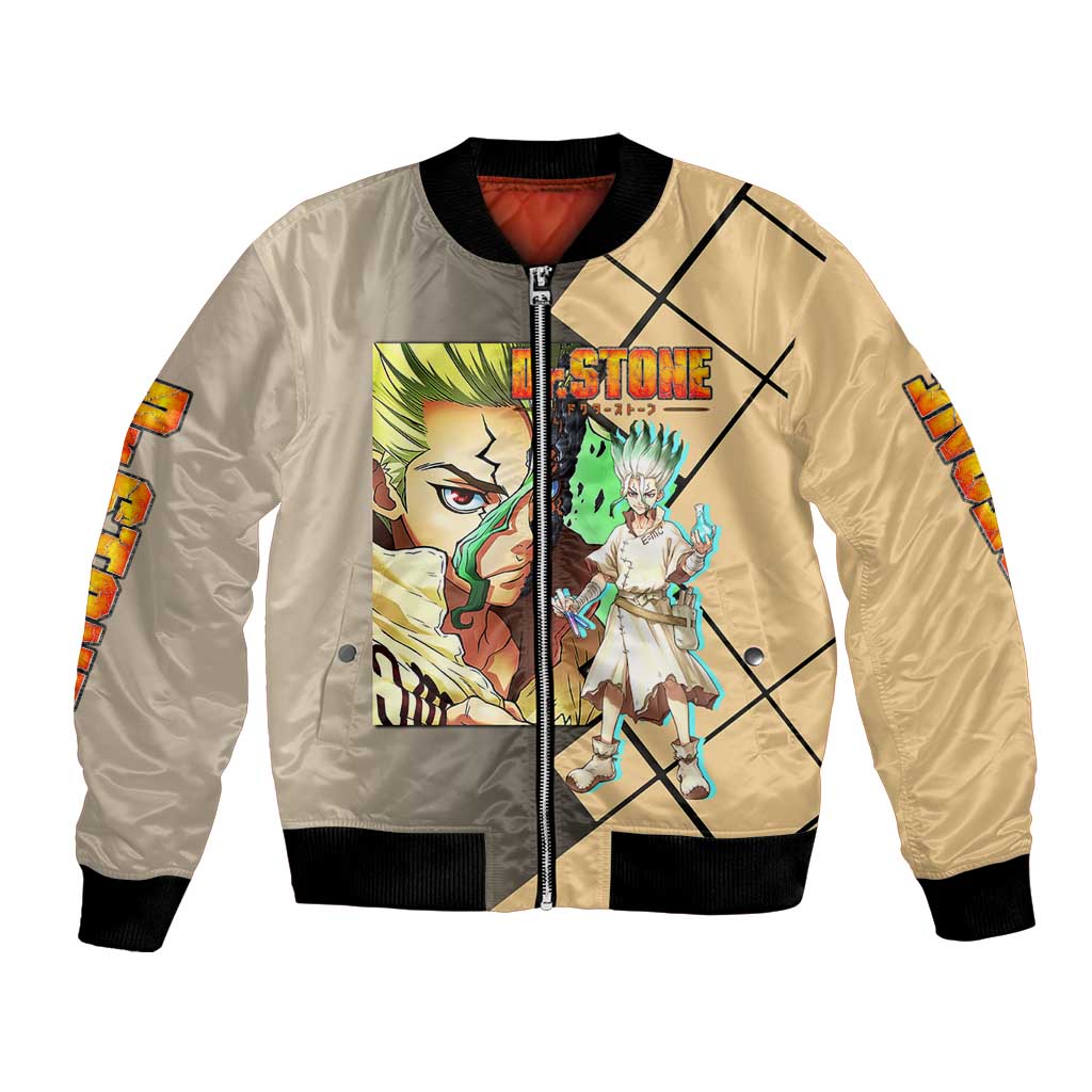 Senku Ishigami Dr. Stone Bomber Jacket with Science Experiment Pose and Innovative Genius Design - The Mazicc