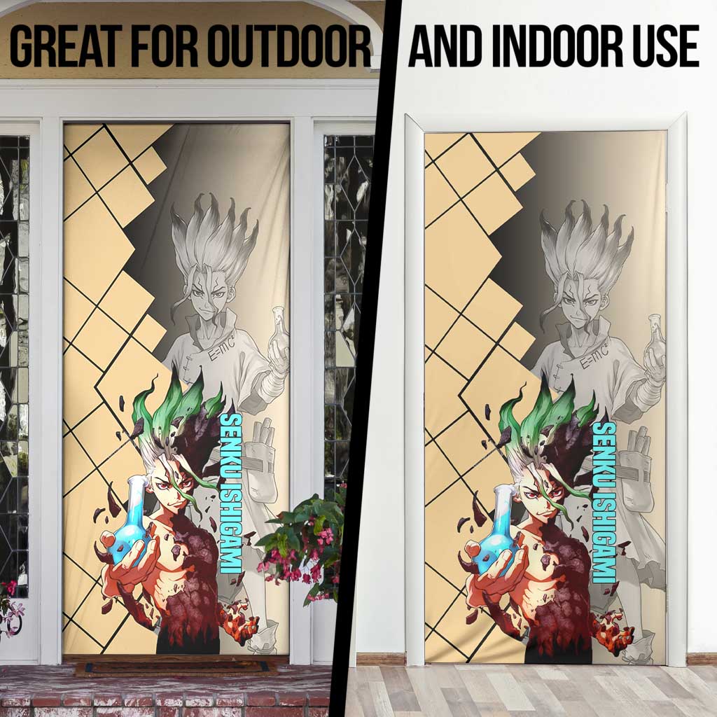 Senku Ishigami Dr. Stone Door Cover with Science Experiment Pose and Innovative Genius Design - The Mazicc