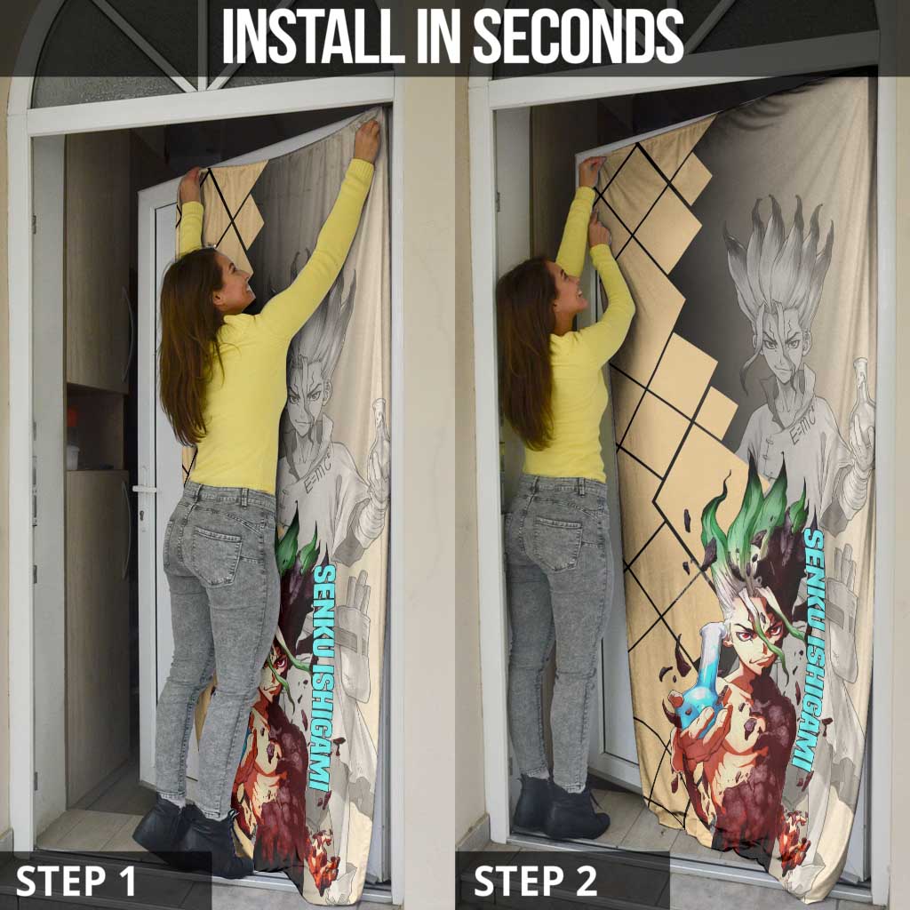Senku Ishigami Dr. Stone Door Cover with Science Experiment Pose and Innovative Genius Design - The Mazicc