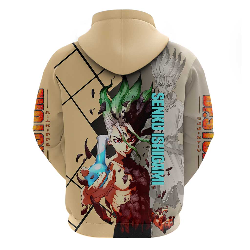 Senku Ishigami Dr. Stone Hoodie with Science Experiment Pose and Innovative Genius Design - The Mazicc