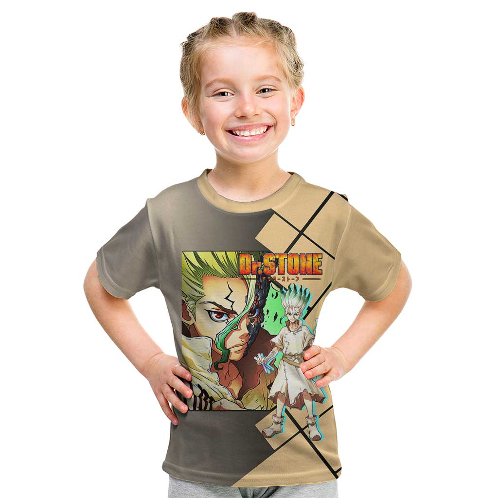 Senku Ishigami Dr. Stone Kid T Shirt with Science Experiment Pose and Innovative Genius Design - The Mazicc