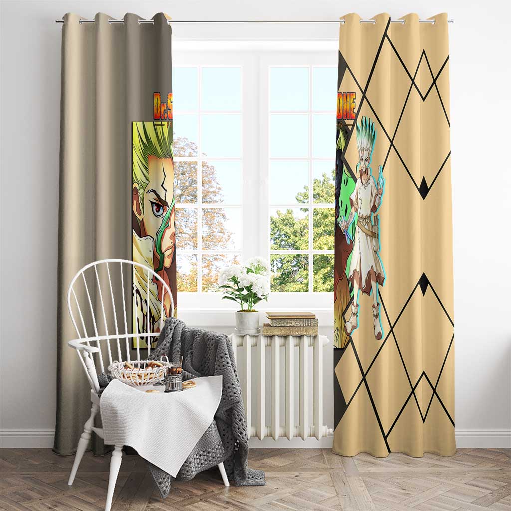 Senku Ishigami Dr. Stone Window Curtain with Science Experiment Pose and Innovative Genius Design - The Mazicc