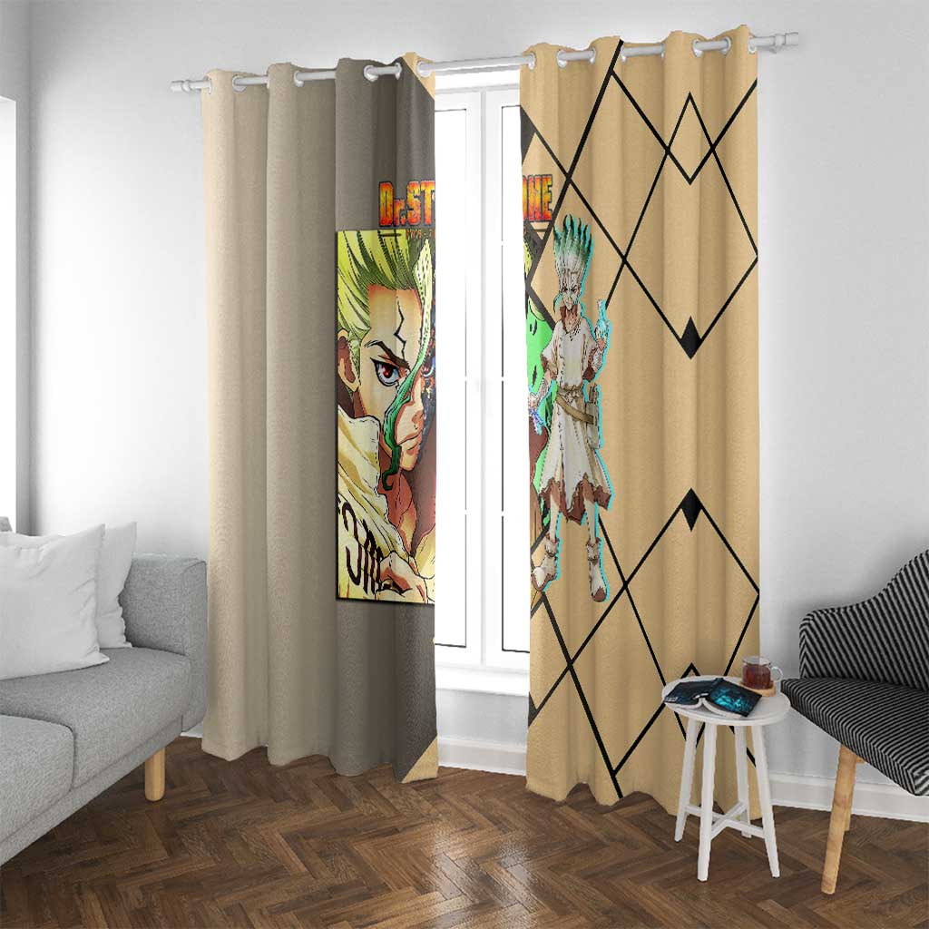 Senku Ishigami Dr. Stone Window Curtain with Science Experiment Pose and Innovative Genius Design - The Mazicc