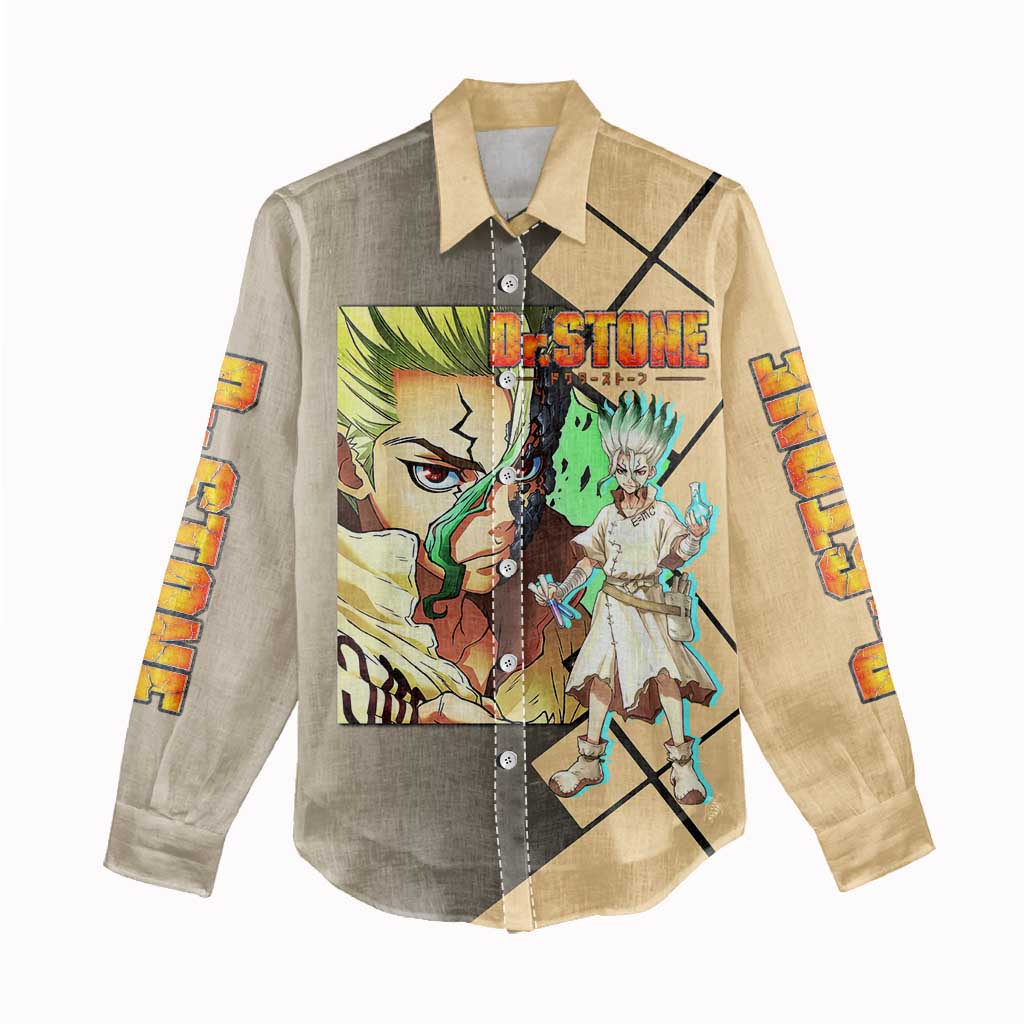 Senku Ishigami Dr. Stone Women Casual Shirt with Science Experiment Pose and Innovative Genius Design - The Mazicc