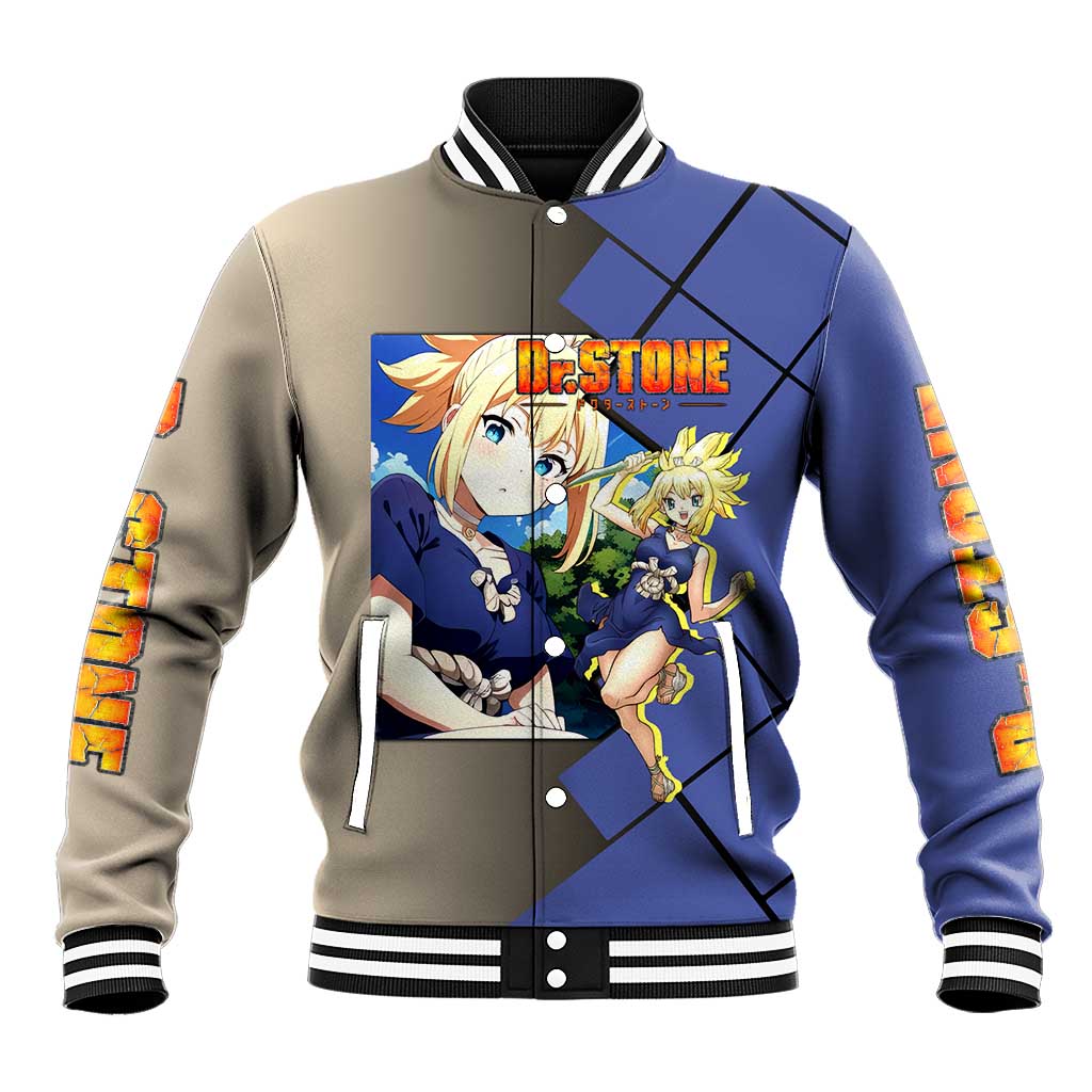 Kohaku Dr. Stone Baseball Jacket with Combat Stance and Brave Adventure Design - The Mazicc