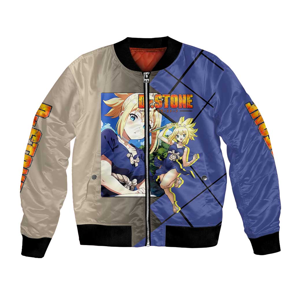 Kohaku Dr. Stone Bomber Jacket with Combat Stance and Brave Adventure Design - The Mazicc