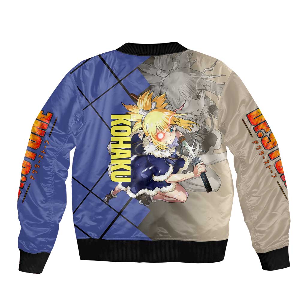 Kohaku Dr. Stone Bomber Jacket with Combat Stance and Brave Adventure Design - The Mazicc