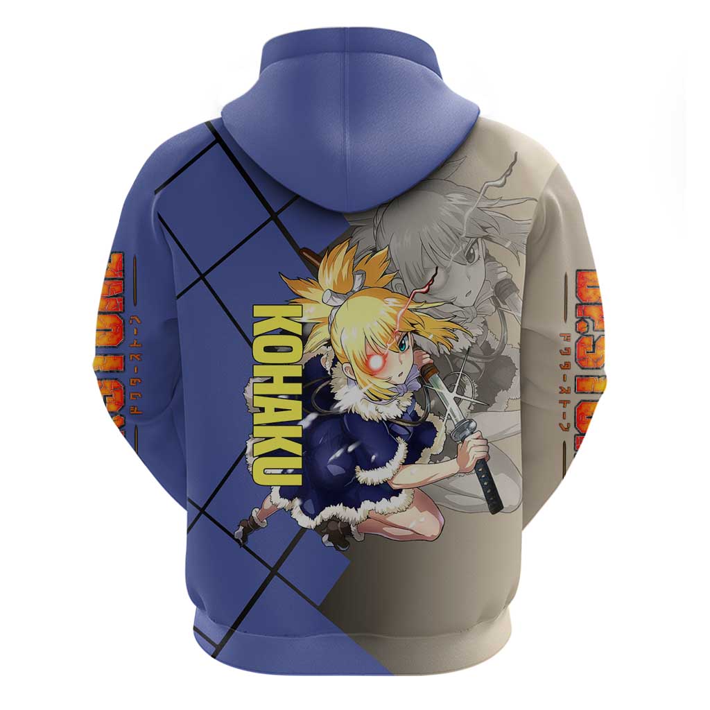 Kohaku Dr. Stone Hoodie with Combat Stance and Brave Adventure Design - The Mazicc