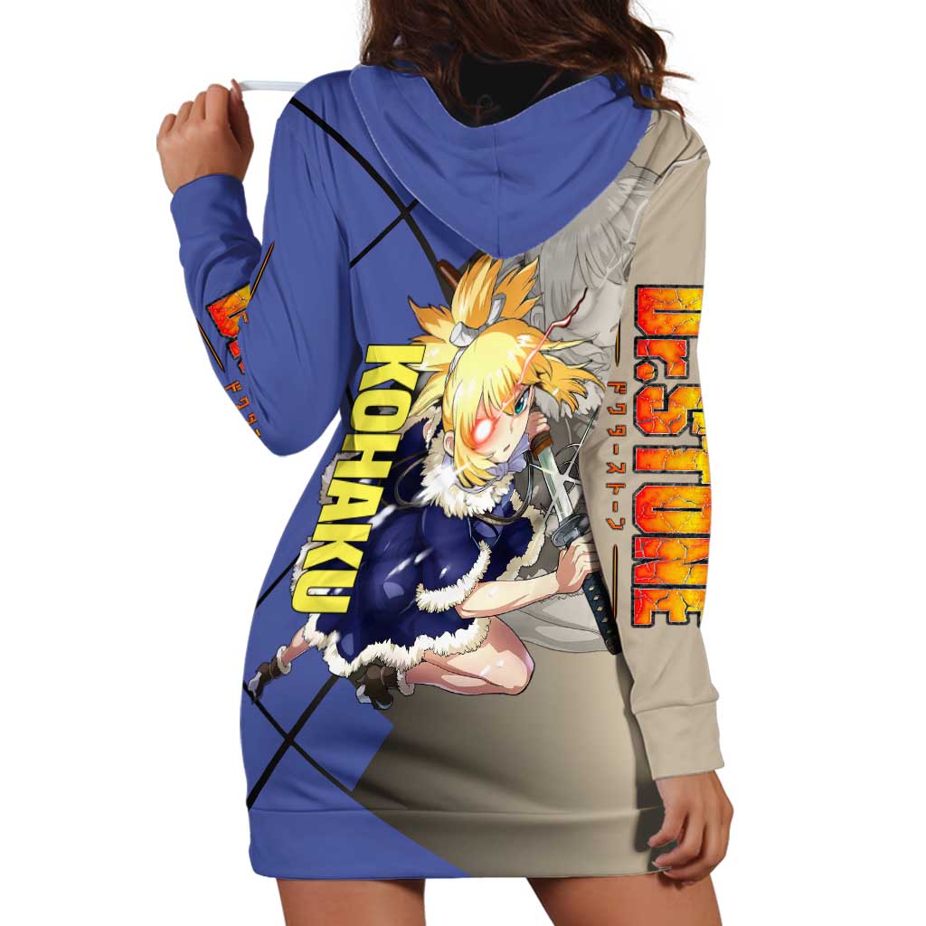 Kohaku Dr. Stone Hoodie Dress with Combat Stance and Brave Adventure Design - The Mazicc
