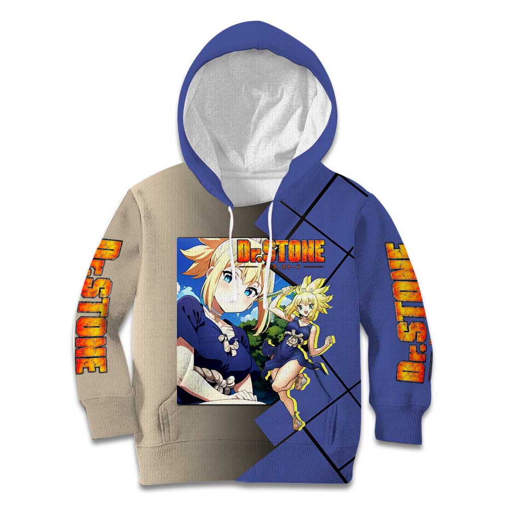 Kohaku Dr. Stone Kid Hoodie with Combat Stance and Brave Adventure Design - The Mazicc