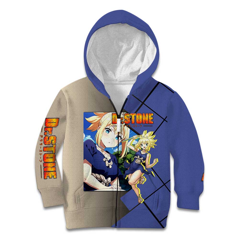 Kohaku Dr. Stone Kid Hoodie with Combat Stance and Brave Adventure Design - The Mazicc