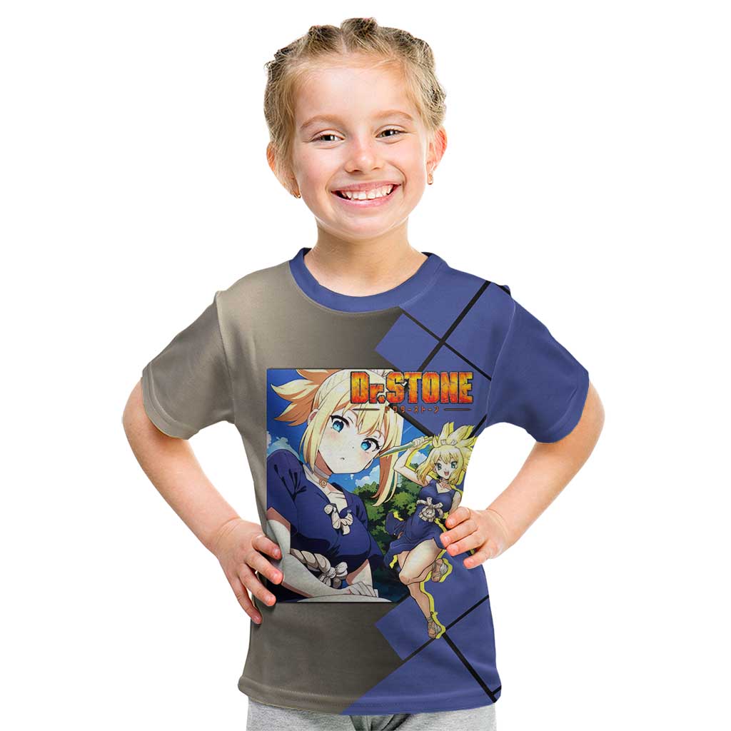 Kohaku Dr. Stone Kid T Shirt with Combat Stance and Brave Adventure Design - The Mazicc