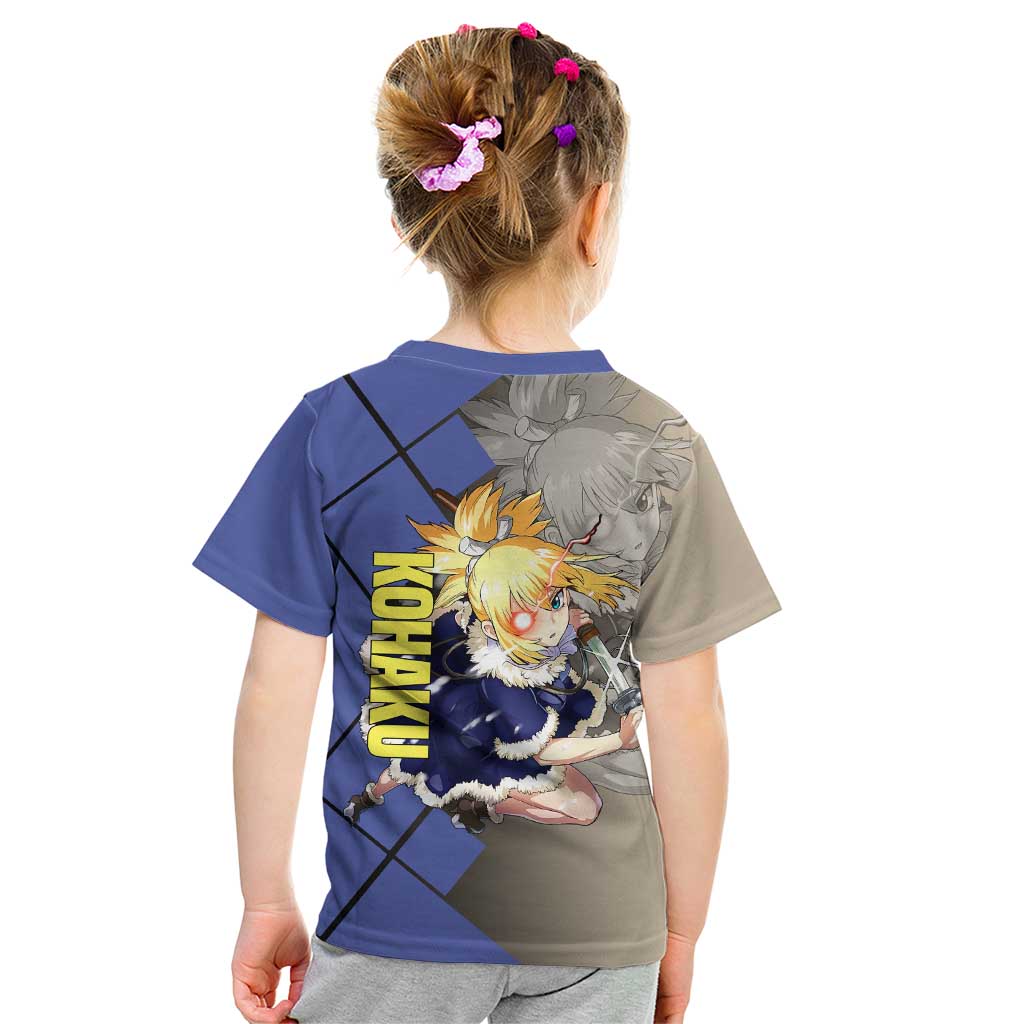 Kohaku Dr. Stone Kid T Shirt with Combat Stance and Brave Adventure Design - The Mazicc