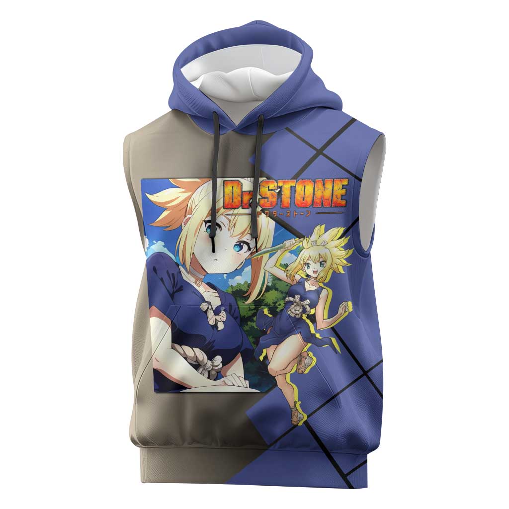 Kohaku Dr. Stone Sleeveless Hoodie with Combat Stance and Brave Adventure Design - The Mazicc