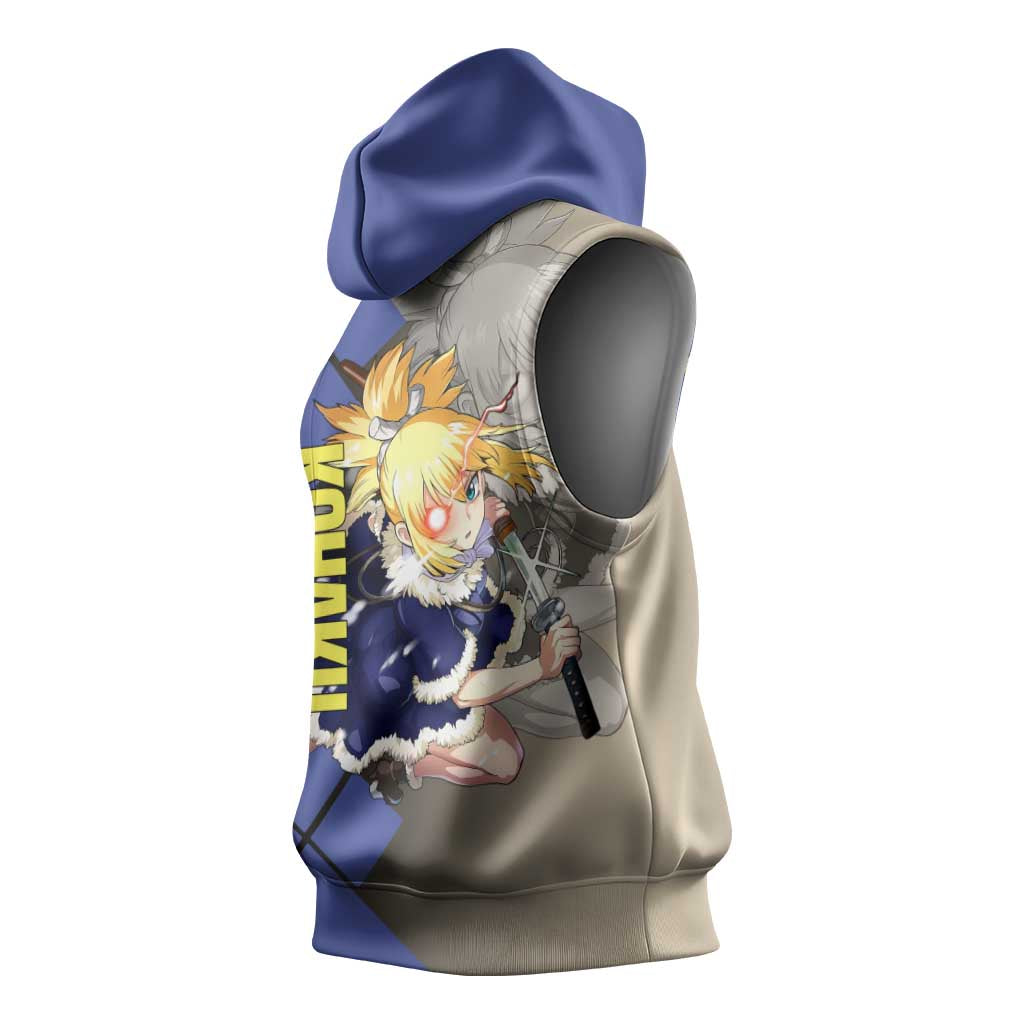 Kohaku Dr. Stone Sleeveless Hoodie with Combat Stance and Brave Adventure Design - The Mazicc