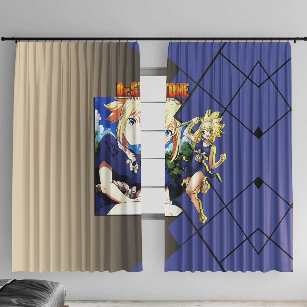 Kohaku Dr. Stone Window Curtain with Combat Stance and Brave Adventure Design - The Mazicc