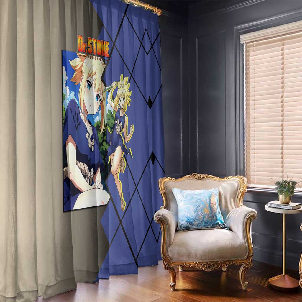 Kohaku Dr. Stone Window Curtain with Combat Stance and Brave Adventure Design - The Mazicc
