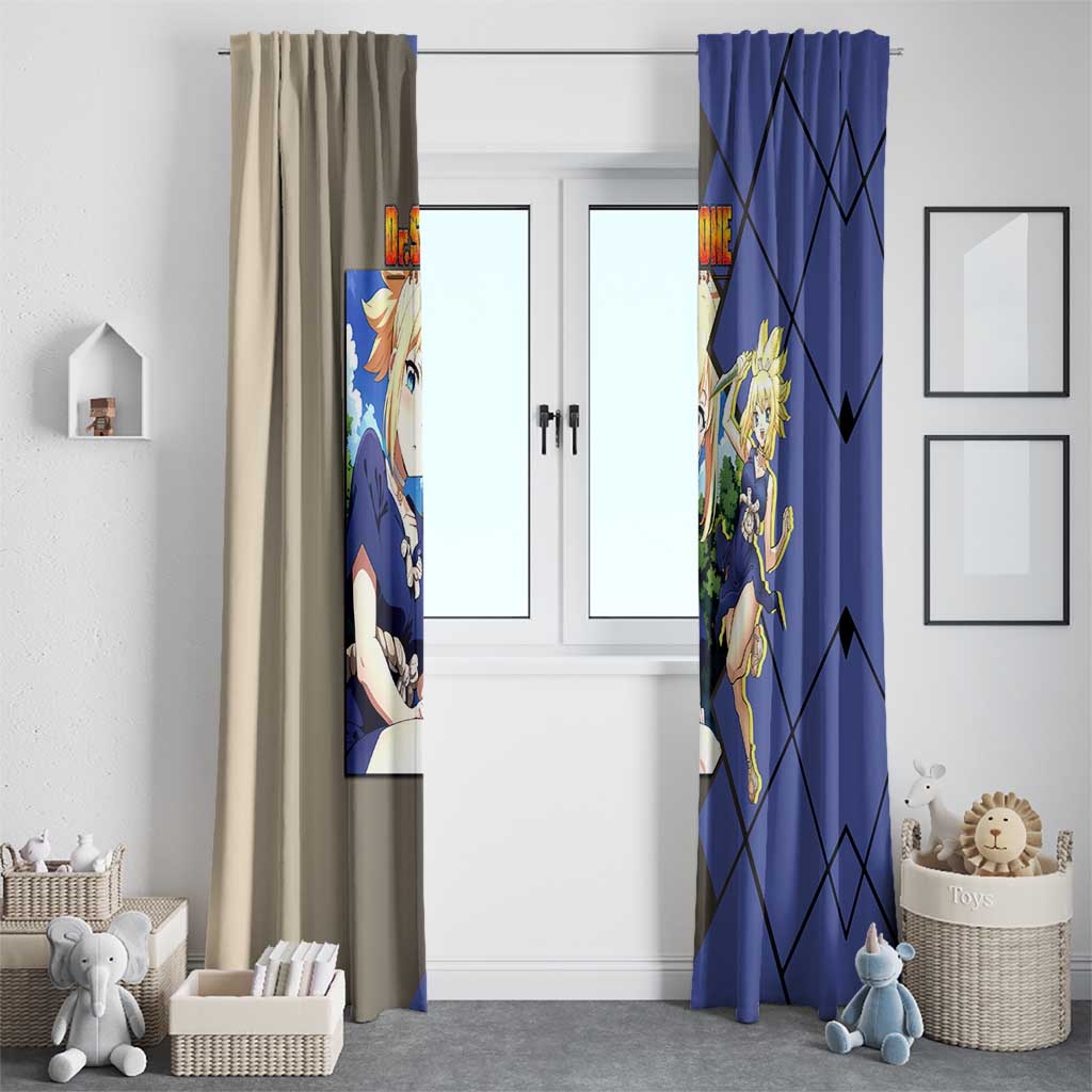 Kohaku Dr. Stone Window Curtain with Combat Stance and Brave Adventure Design - The Mazicc