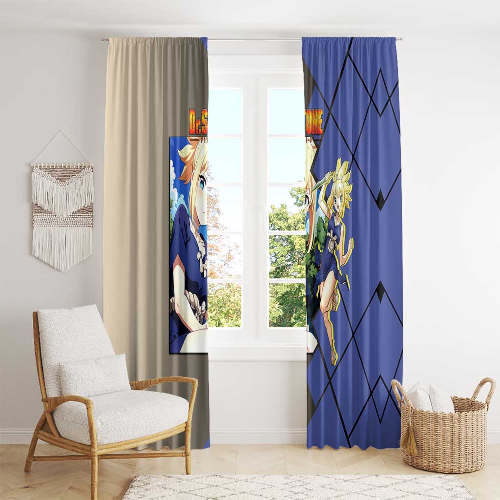Kohaku Dr. Stone Window Curtain with Combat Stance and Brave Adventure Design - The Mazicc