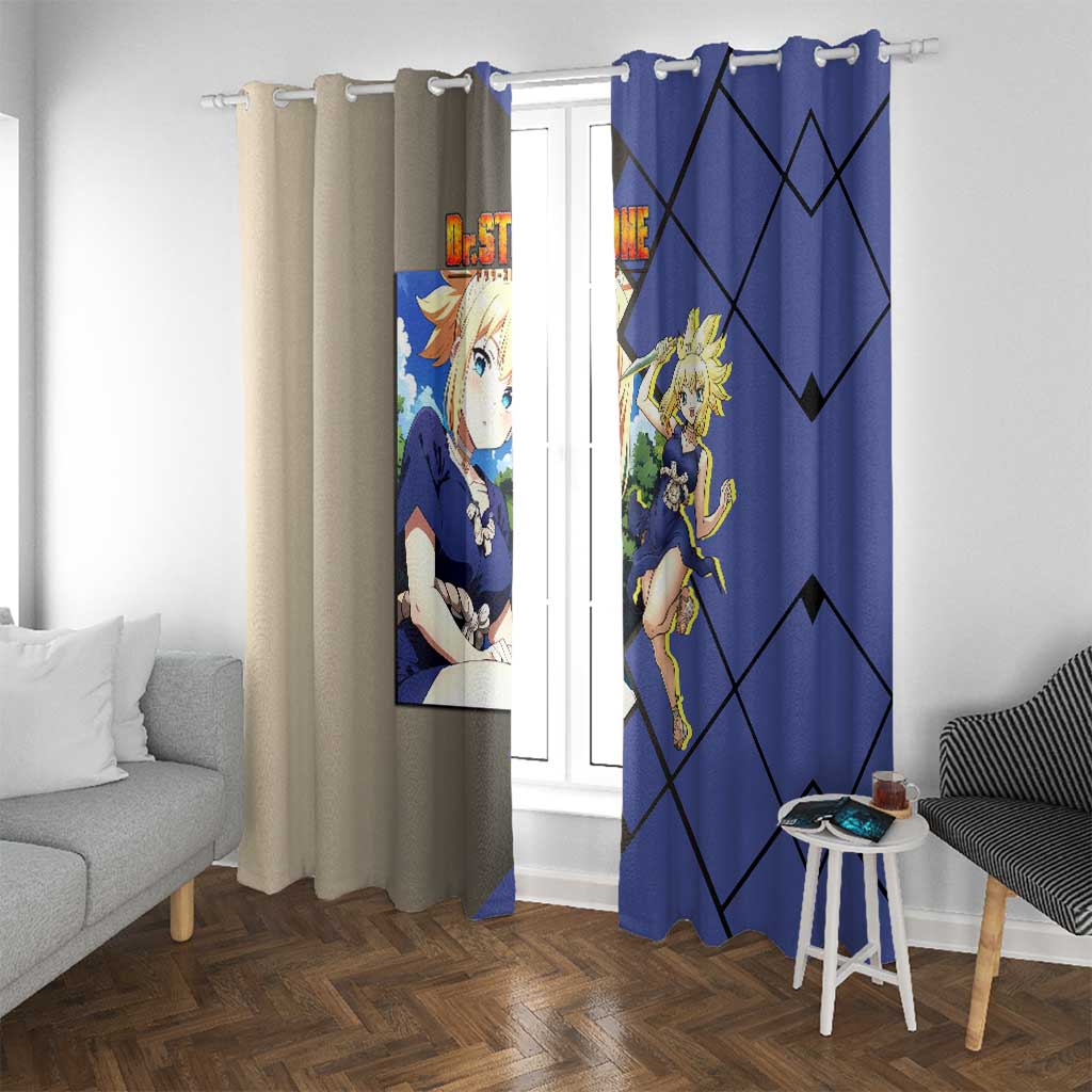 Kohaku Dr. Stone Window Curtain with Combat Stance and Brave Adventure Design - The Mazicc