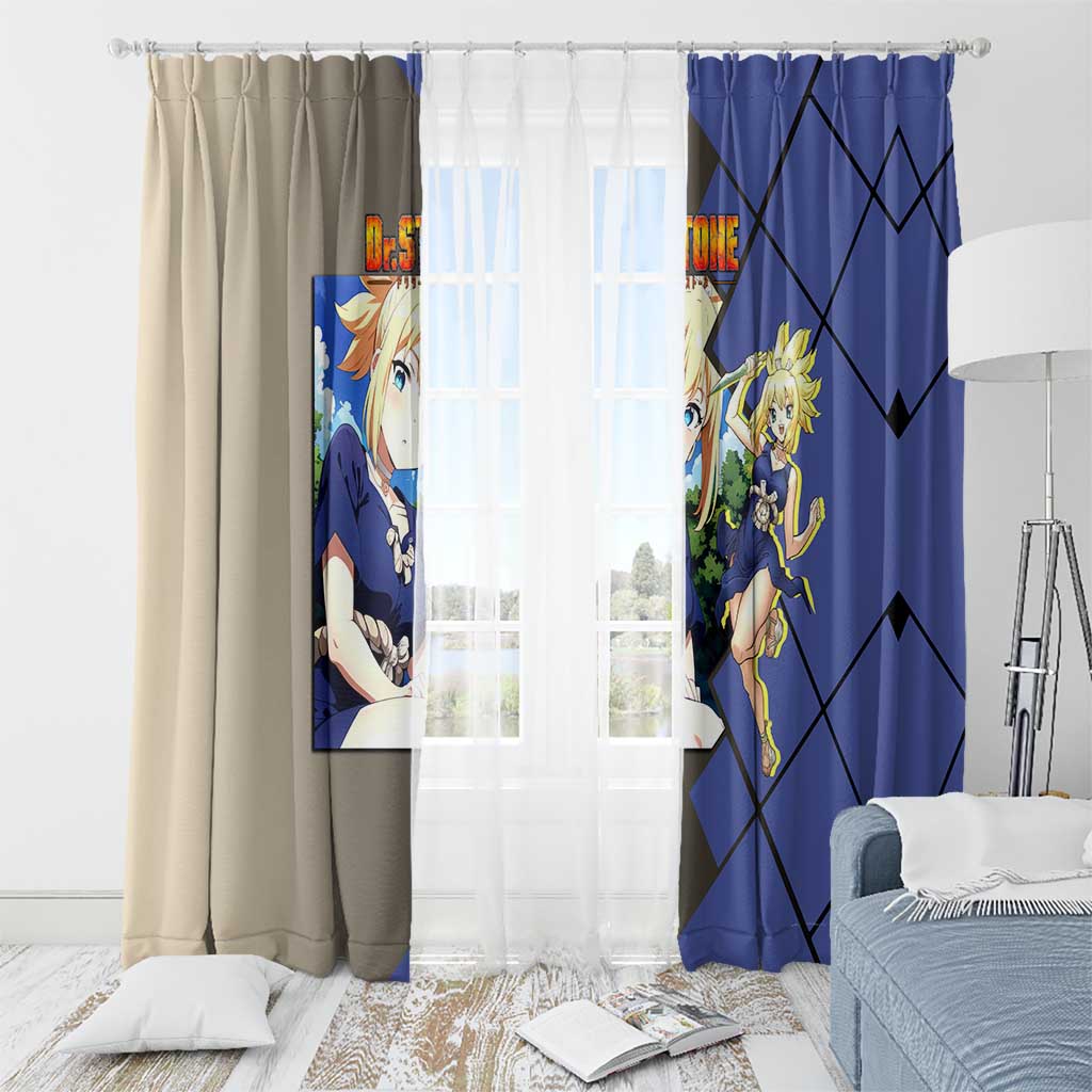 Kohaku Dr. Stone Window Curtain with Combat Stance and Brave Adventure Design - The Mazicc