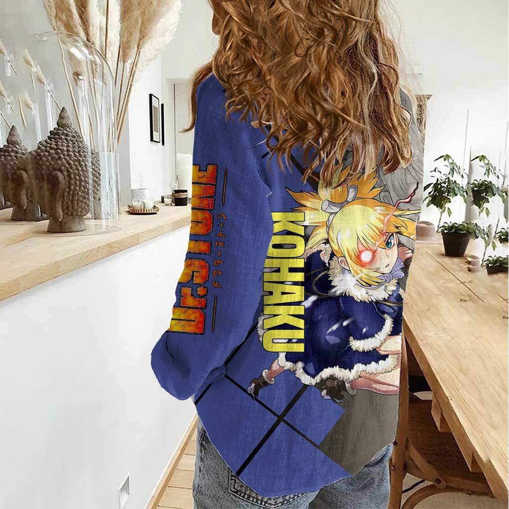 Kohaku Dr. Stone Women Casual Shirt with Combat Stance and Brave Adventure Design - The Mazicc