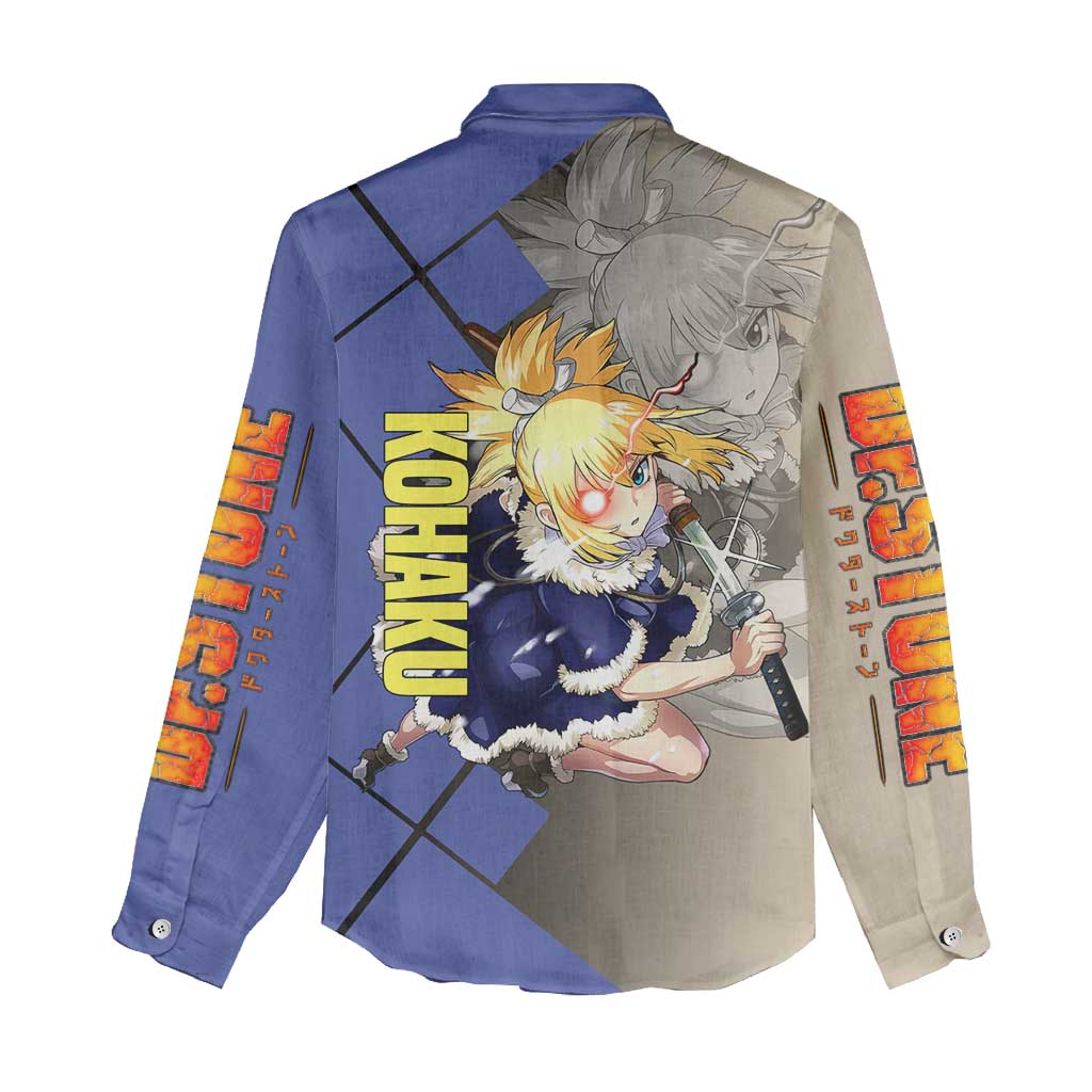 Kohaku Dr. Stone Women Casual Shirt with Combat Stance and Brave Adventure Design - The Mazicc