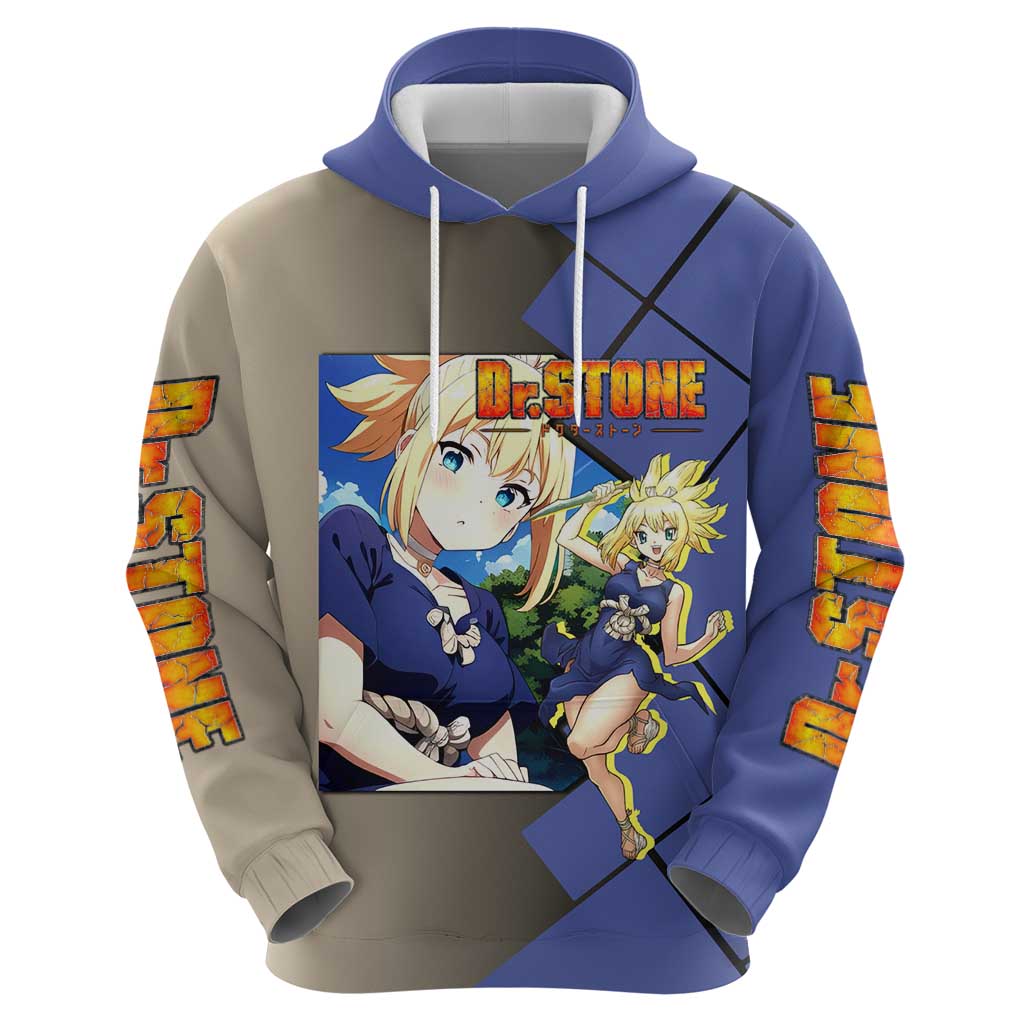 Kohaku Dr. Stone Zip Hoodie with Combat Stance and Brave Adventure Design - The Mazicc
