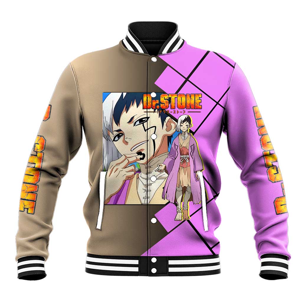 Gen Asagiri Dr. Stone Baseball Jacket with Mind Reading Pose and Clever Strategy Design - The Mazicc