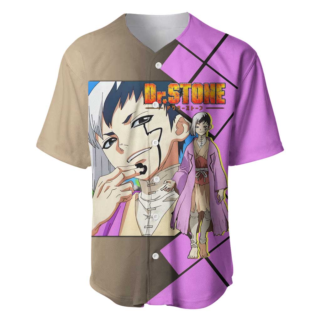 Gen Asagiri Dr. Stone Baseball Jersey with Mind Reading Pose and Clever Strategy Design - The Mazicc