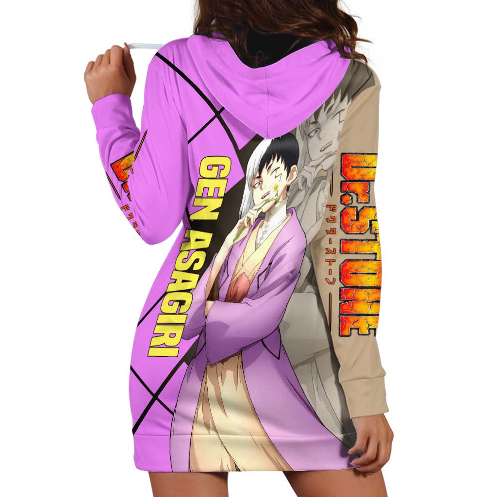 Gen Asagiri Dr. Stone Hoodie Dress with Mind Reading Pose and Clever Strategy Design - The Mazicc