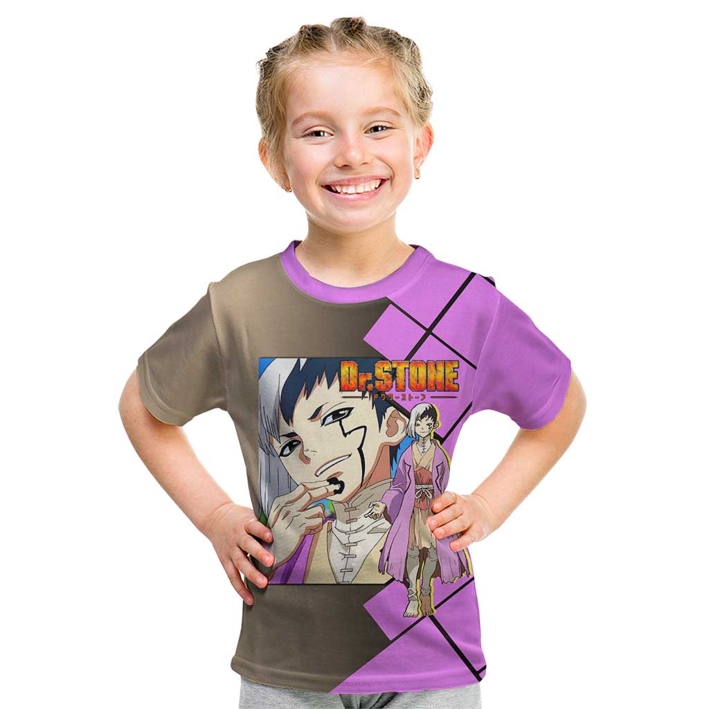 Gen Asagiri Dr. Stone Kid T Shirt with Mind Reading Pose and Clever Strategy Design - The Mazicc