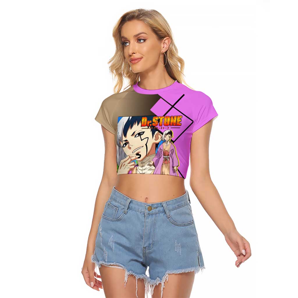 Gen Asagiri Dr. Stone Raglan Cropped T Shirt with Mind Reading Pose and Clever Strategy Design - The Mazicc