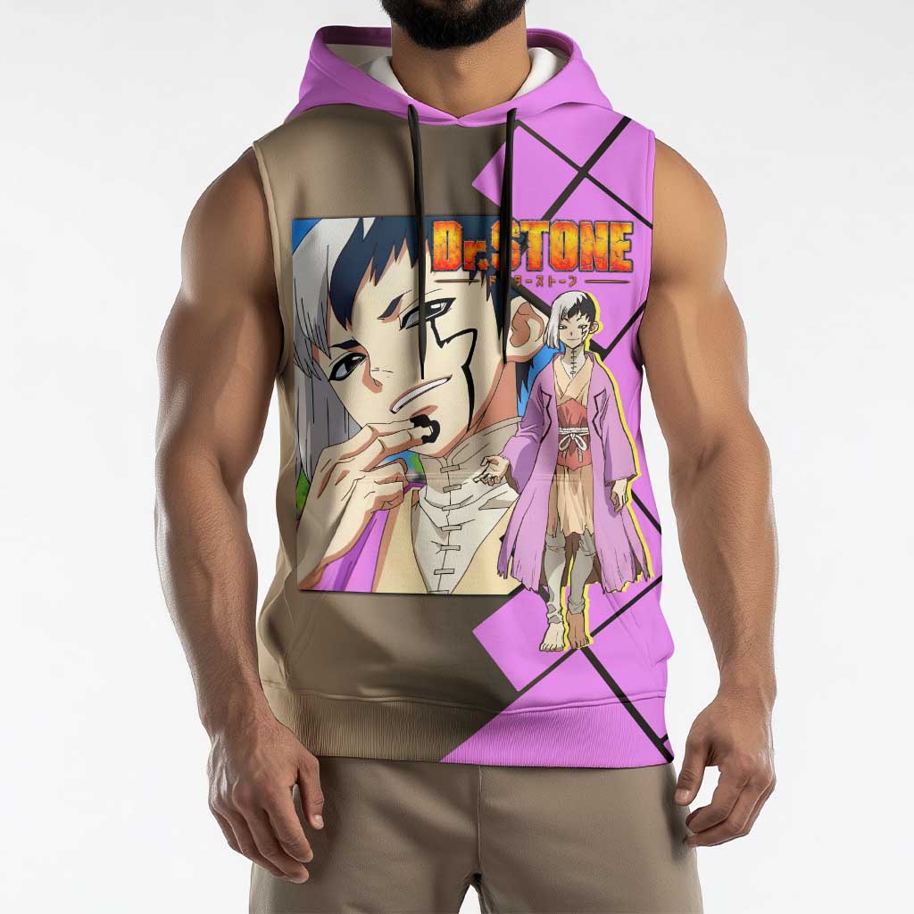 Gen Asagiri Dr. Stone Sleeveless Hoodie with Mind Reading Pose and Clever Strategy Design - The Mazicc