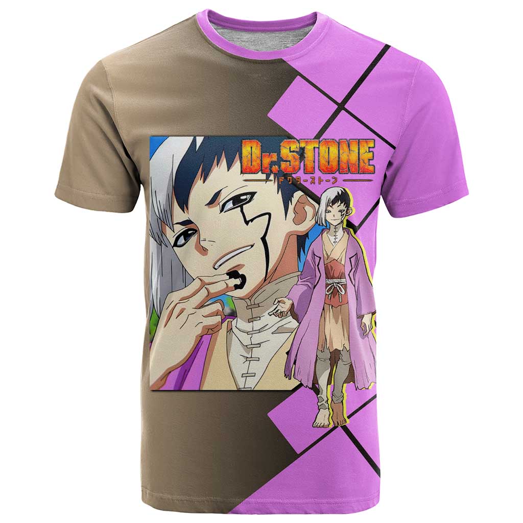 Gen Asagiri Dr. Stone T Shirt with Mind Reading Pose and Clever Strategy Design - The Mazicc