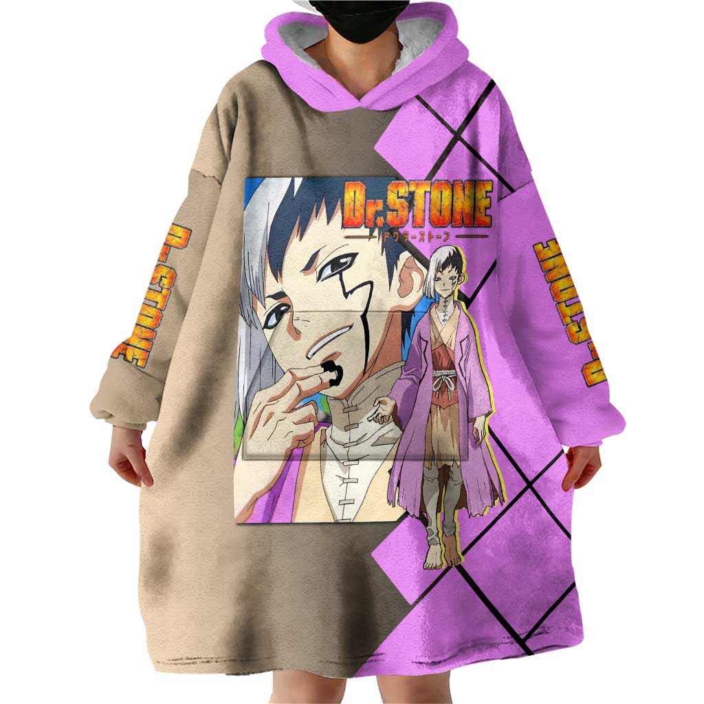 Gen Asagiri Dr. Stone Wearable Blanket Hoodie with Mind Reading Pose and Clever Strategy Design - The Mazicc