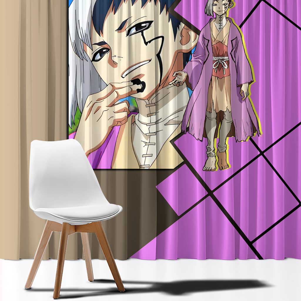 Gen Asagiri Dr. Stone Window Curtain with Mind Reading Pose and Clever Strategy Design - The Mazicc