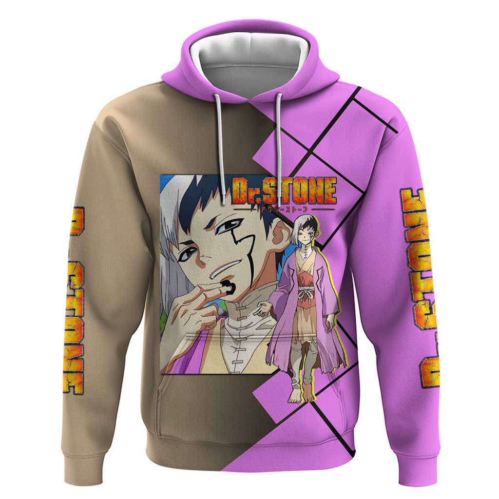 Gen Asagiri Dr. Stone Zip Hoodie with Mind Reading Pose and Clever Strategy Design - The Mazicc