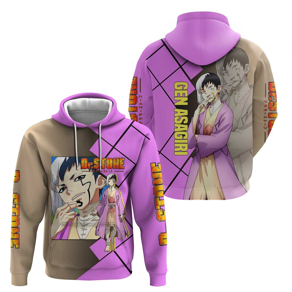Gen Asagiri Dr. Stone Zip Hoodie with Mind Reading Pose and Clever Strategy Design - The Mazicc