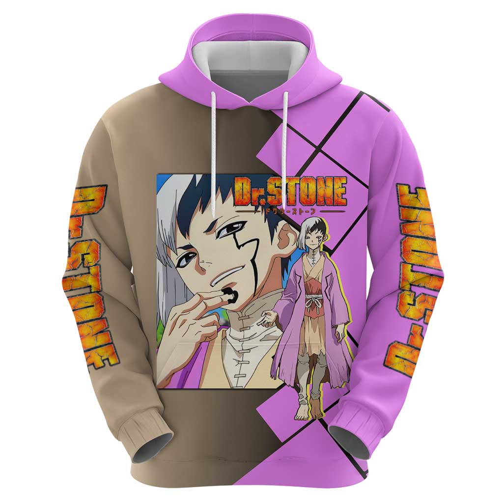 Gen Asagiri Dr. Stone Zip Hoodie with Mind Reading Pose and Clever Strategy Design - The Mazicc