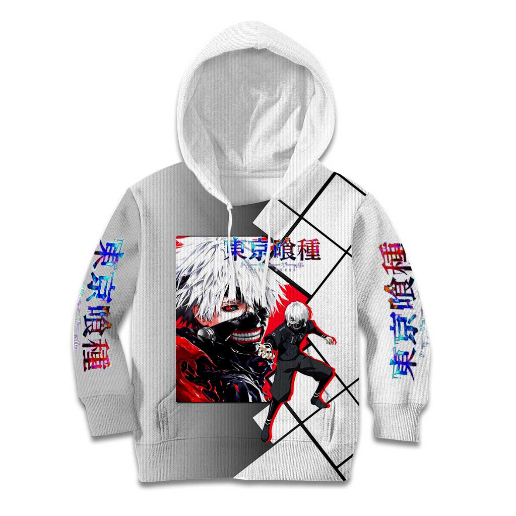 Kaneki Ken Tokyo Ghoul Kid Hoodie with Masked Ghoul Form and Dark Battle Pose Design - The Mazicc