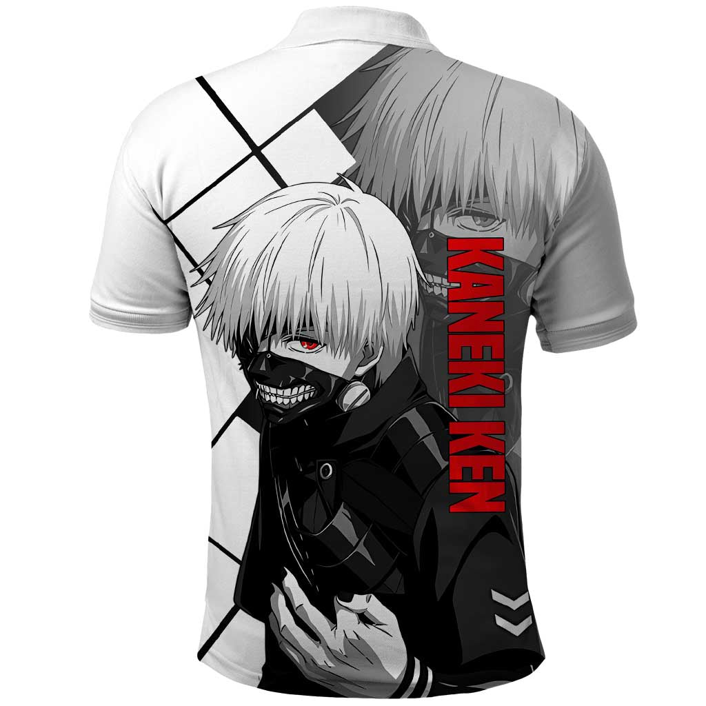 Kaneki Ken Tokyo Ghoul Polo Shirt with Masked Ghoul Form and Dark Battle Pose Design - The Mazicc