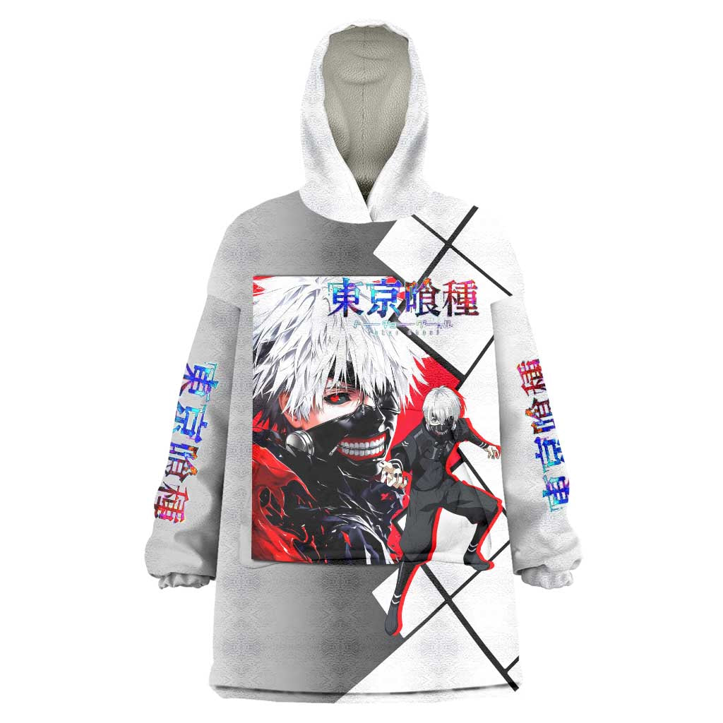 Kaneki Ken Tokyo Ghoul Wearable Blanket Hoodie with Masked Ghoul Form and Dark Battle Pose Design - The Mazicc