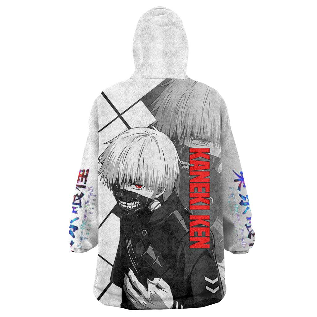 Kaneki Ken Tokyo Ghoul Wearable Blanket Hoodie with Masked Ghoul Form and Dark Battle Pose Design - The Mazicc