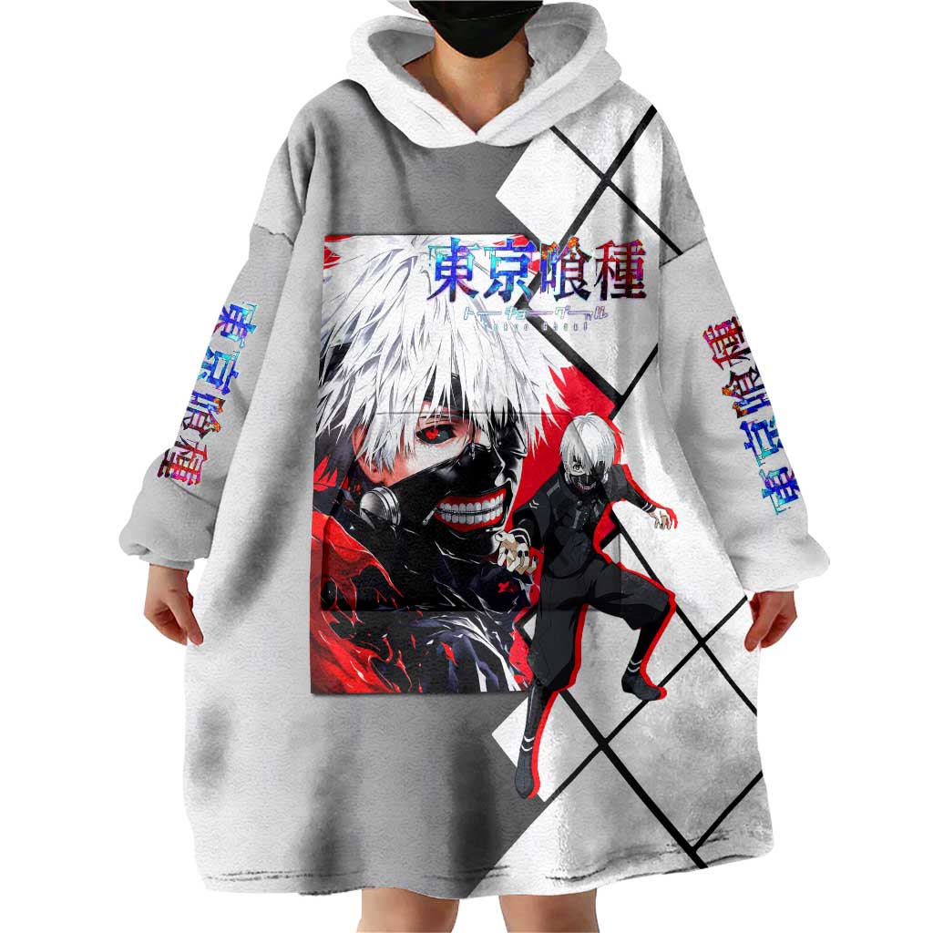 Kaneki Ken Tokyo Ghoul Wearable Blanket Hoodie with Masked Ghoul Form and Dark Battle Pose Design - The Mazicc