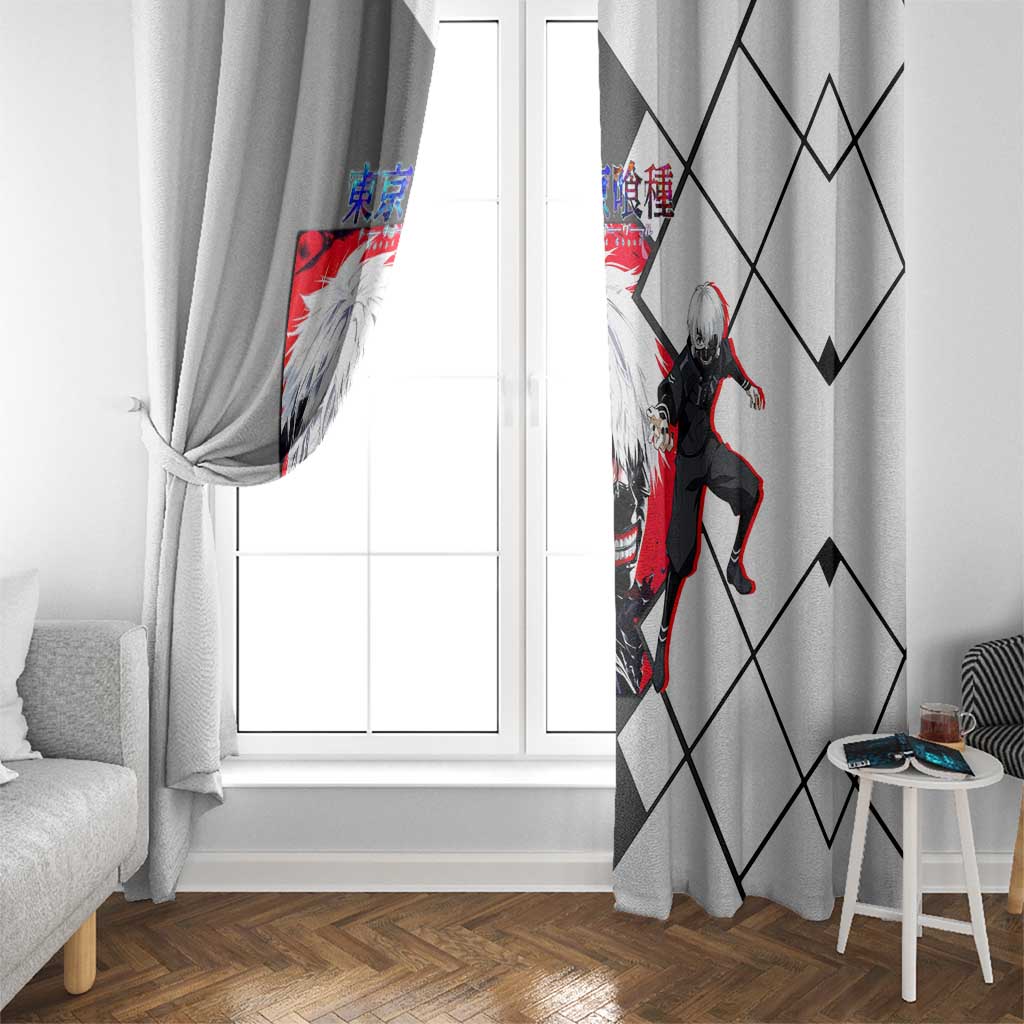 Kaneki Ken Tokyo Ghoul Window Curtain with Masked Ghoul Form and Dark Battle Pose Design - The Mazicc