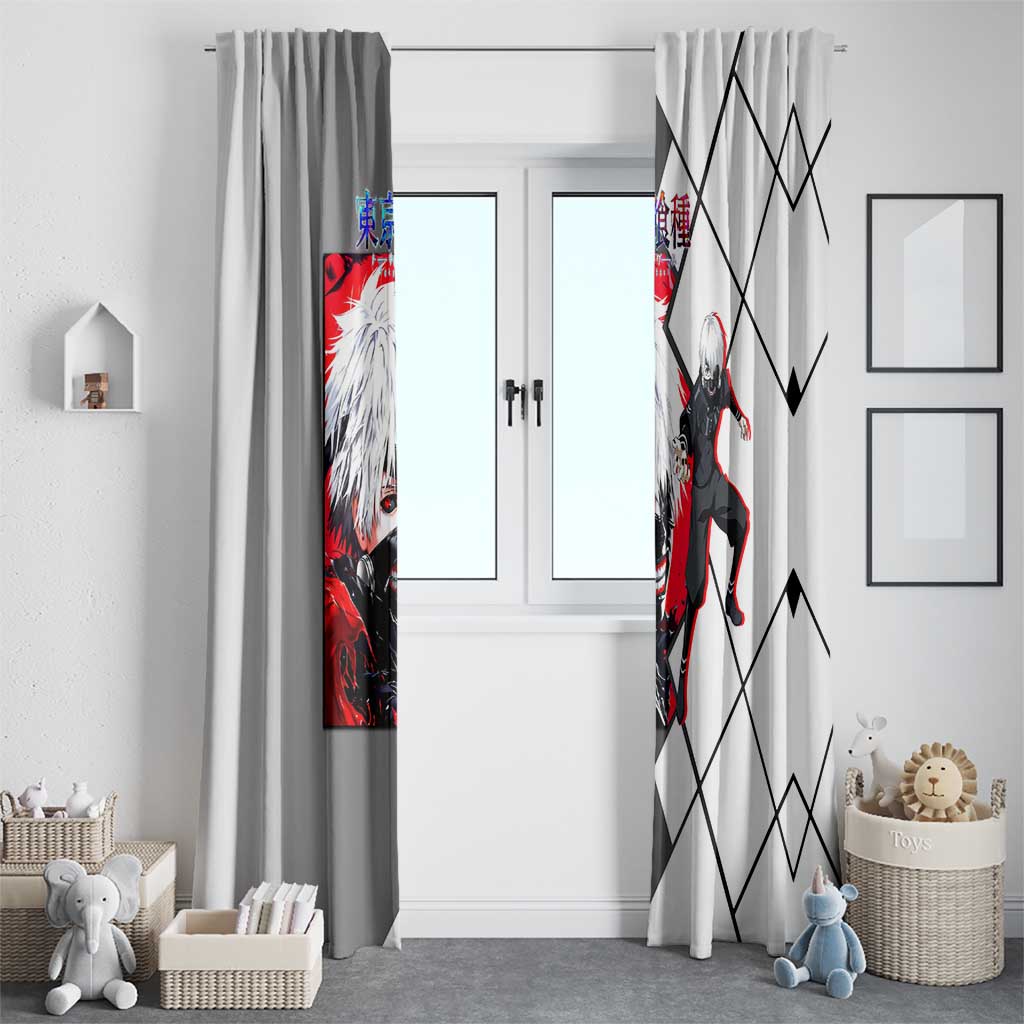 Kaneki Ken Tokyo Ghoul Window Curtain with Masked Ghoul Form and Dark Battle Pose Design - The Mazicc