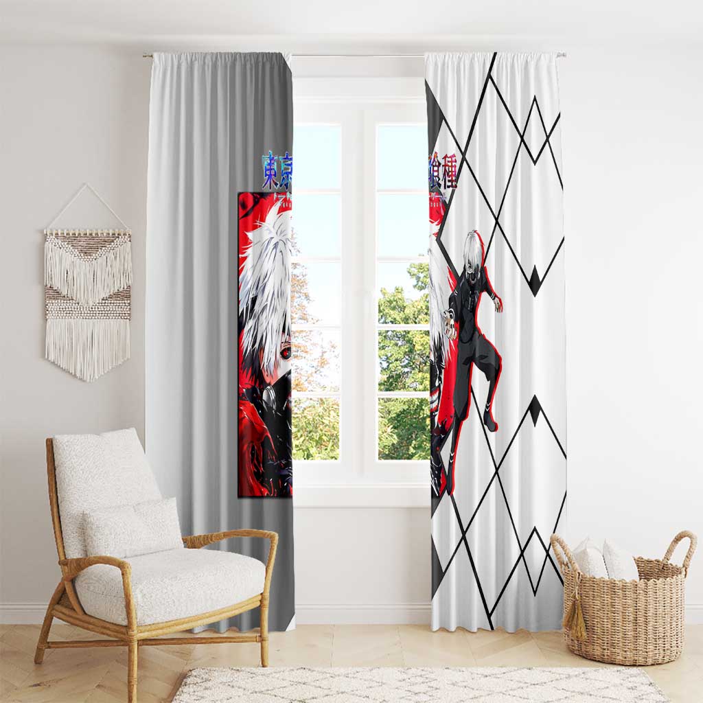 Kaneki Ken Tokyo Ghoul Window Curtain with Masked Ghoul Form and Dark Battle Pose Design - The Mazicc