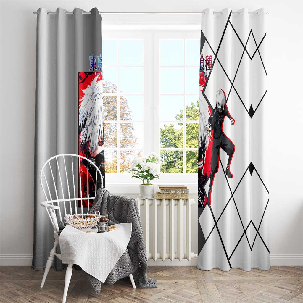 Kaneki Ken Tokyo Ghoul Window Curtain with Masked Ghoul Form and Dark Battle Pose Design - The Mazicc